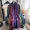 Women'S Scarf Latest Elegant Rose Print Gradient Color Jacquard Tassels Shawl Perfect For Mardi Gras Beach Casual Wear