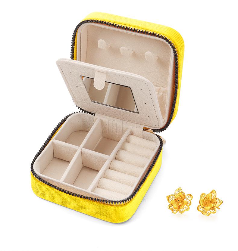 Корейская фланелевая шкатулка для хранения украшений с зеркалом — удобный органайзер для сережек и колец