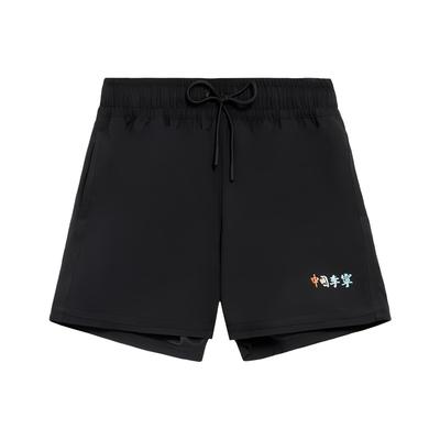 Свободные спортивные шорты с небольшим логотипом Li Ning, женские шорты, черные AKSS020-2