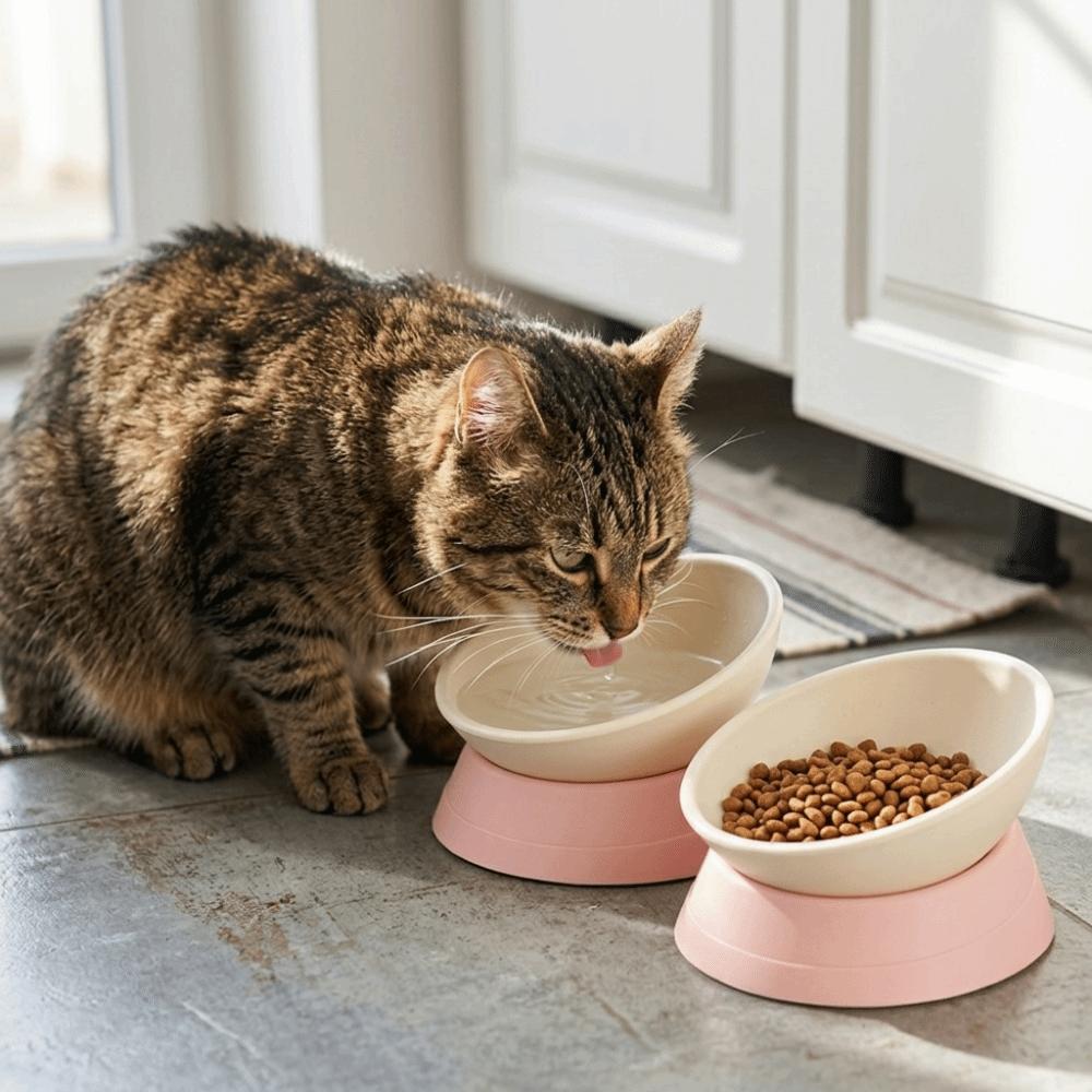 Anti-Tip Tilted Pet Bowl Adjustable Angle Neck Care Bowl Food & Water Bowl Neck Protection