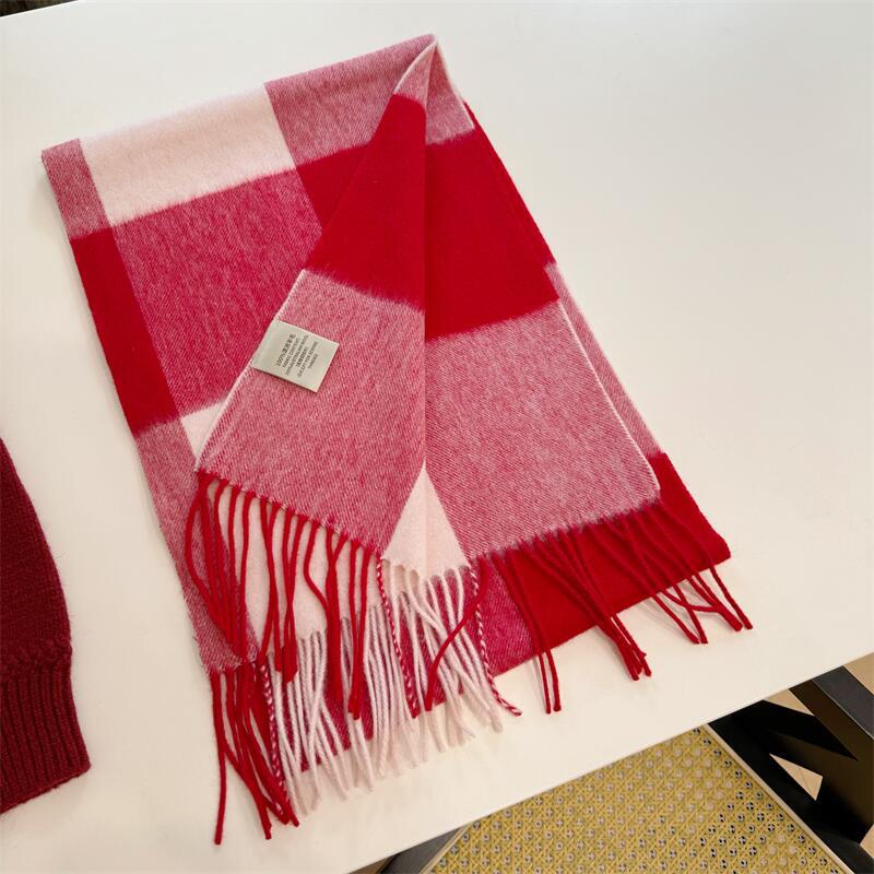 2024 Luxury Korean-Style Women's Wool Plaid Scarf - Warm, All-Season Shawl