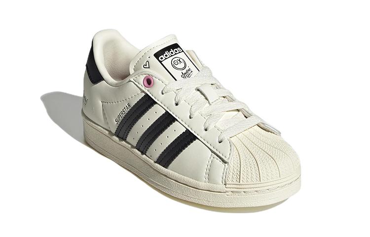 adidas Оригиналы SUPERSTAR C Удобные Износостойкие Низкие Кеды для Скейтборда Бежевые Детские Возраст 3 7 Лет GZ1754