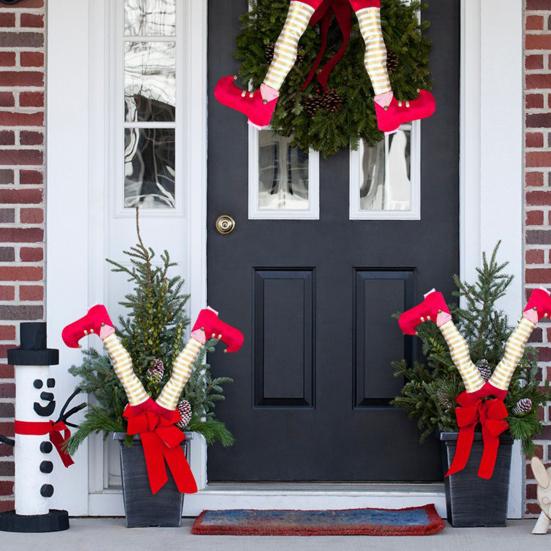 Рождественские украшения Украшения в виде ножек эльфа Праздничный верхушка для елки Подвесные реквизиты для камина Праздничный