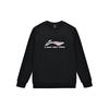 Li-Ning Ping Pong Series Solid Color Cotton-Feel Basic Sport Casual Crew Neck Long Sleeve Sweatshirt Unisex Sweatshirt Black AWDT281-2