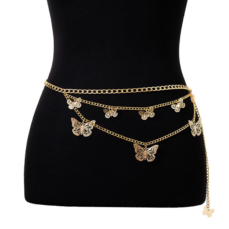 Punk Metal Three-dimensional Hollow Butterfly Waist Chain Trend Metal Body Chain Hip-hop Sexy Summer Beach Jewelry
