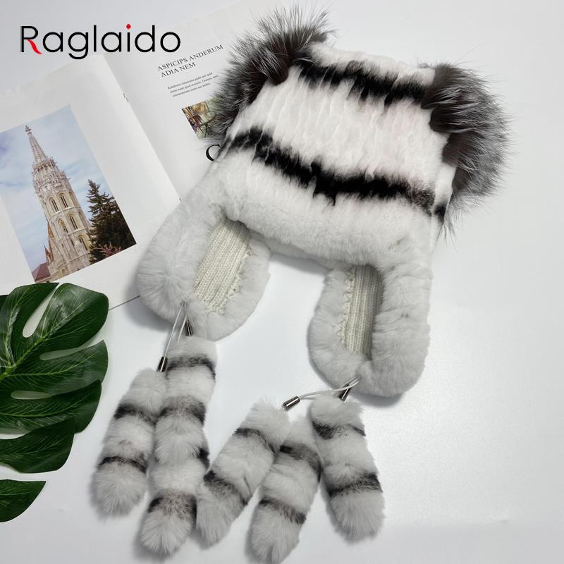 Женские шапки из натурального кроличьего меха с пушистым хвостом, теплая стильная зимняя шапка