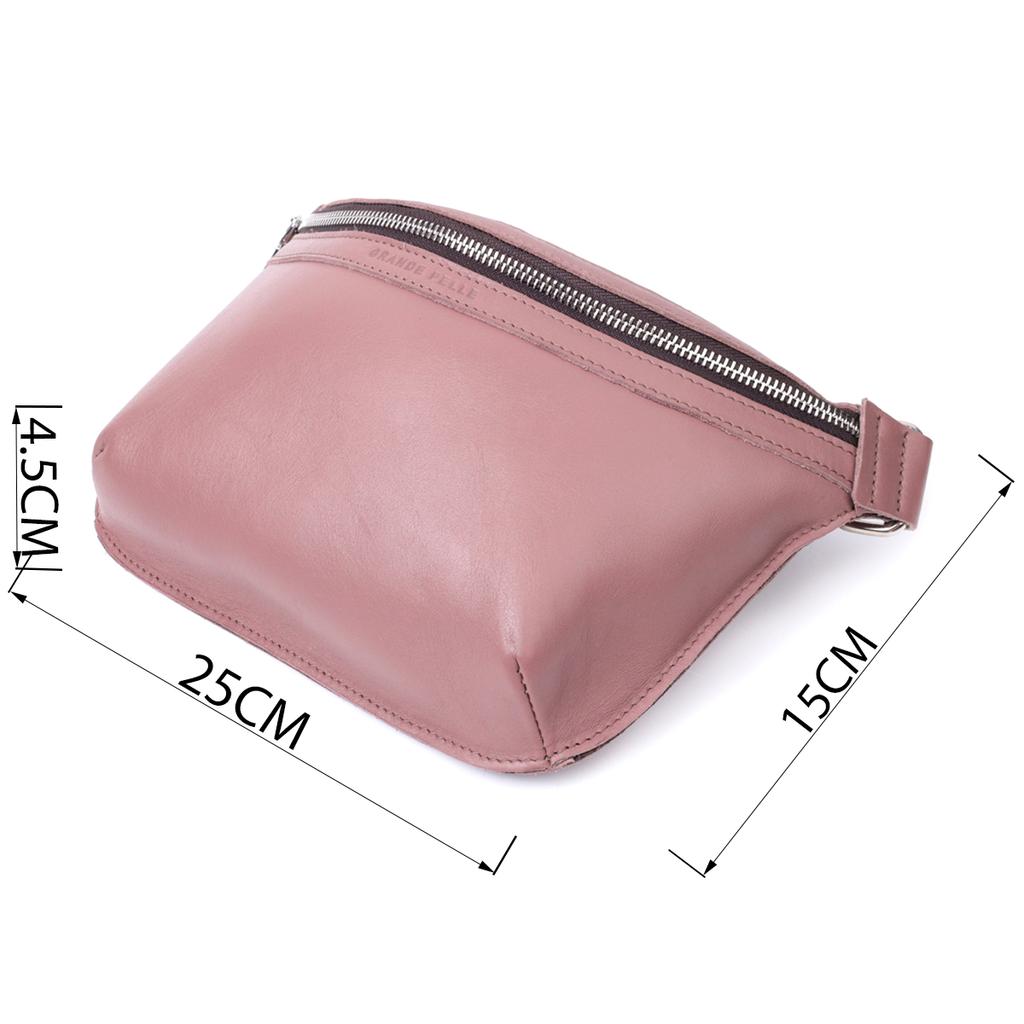 Interesting Banana Bag for Women Made of Genuine Leather GRANDE PELLE Bag 22816 Beige