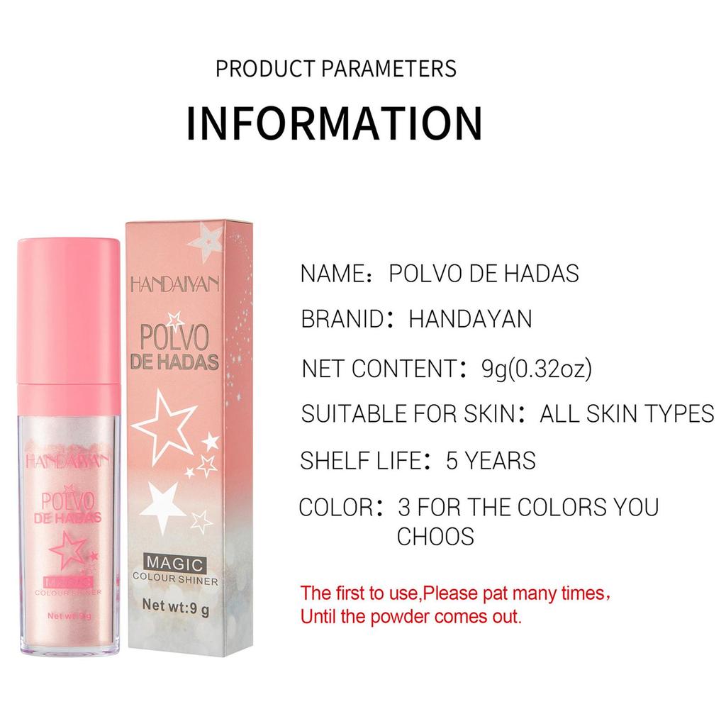 3 цвета, пудра-хайлайтер Polvo De Hadas, блестящая пудра, мерцающая контурная румяна, пудра для макияжа для лица, тела, 9 г