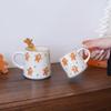 Рождественская кружка с тиснением, изысканная и красивая, рождественская керамическая кружка в полоску с имбирным человечком, кофейная чашка, подходит для рождественского праздничного украшения