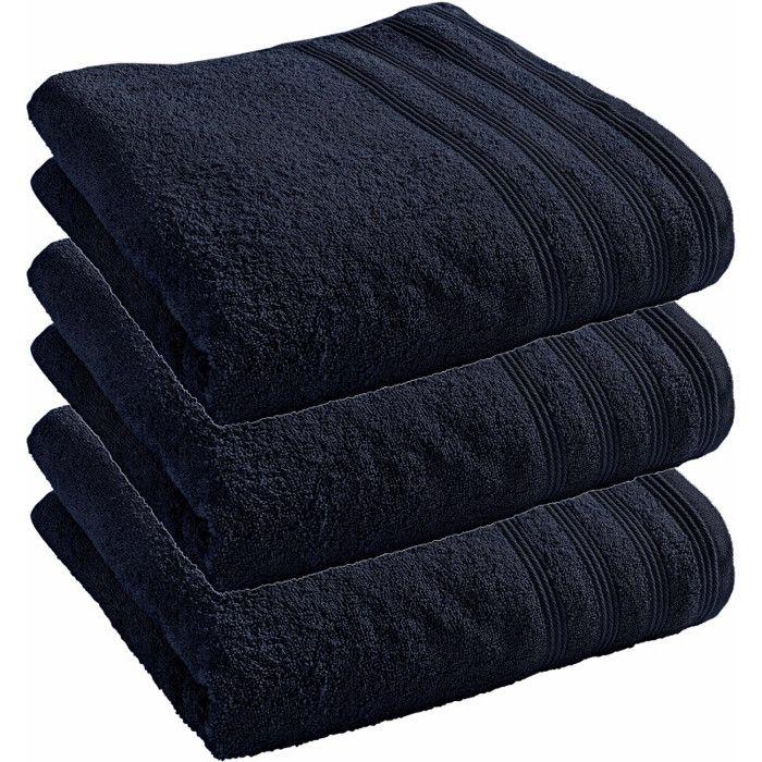 Lot de 3 draps de douche "Spa" 70 x 140 cm / 400 gr/m² - "Spa" Bleu Nuit