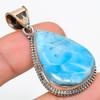 Подвеска-подвеска Natural Republic Larimar Gemstone из цельного стерлингового серебра 925 пробы 2 дюйма Z2E07