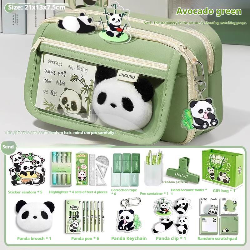 Пенал с пандой, большой вместимости, высокая эстетическая ценность, набор принадлежностей для студенток, сумка для канцелярских товаров для средней школы
