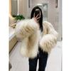 Премиальное осенне-зимнее новое белое плетеное экологичное пальто из лисьего меха женское средней длины