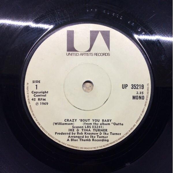 7inch Record IKE & TINA TURNER - Crazy 'Bout You Baby UP35219 United Artists UK Soul/Funk Used