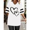 Футболка с принтом сердца больших размеров, повседневная футболка с V-образным вырезом и коротким рукавом, женская одежда больших размеров
