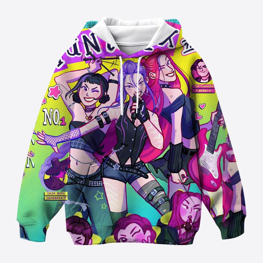 Модная повседневная толстовка для девочек, детская толстовка в стиле нового фильма K-Pop Demon Slayer, универсальный трендовый пуловер