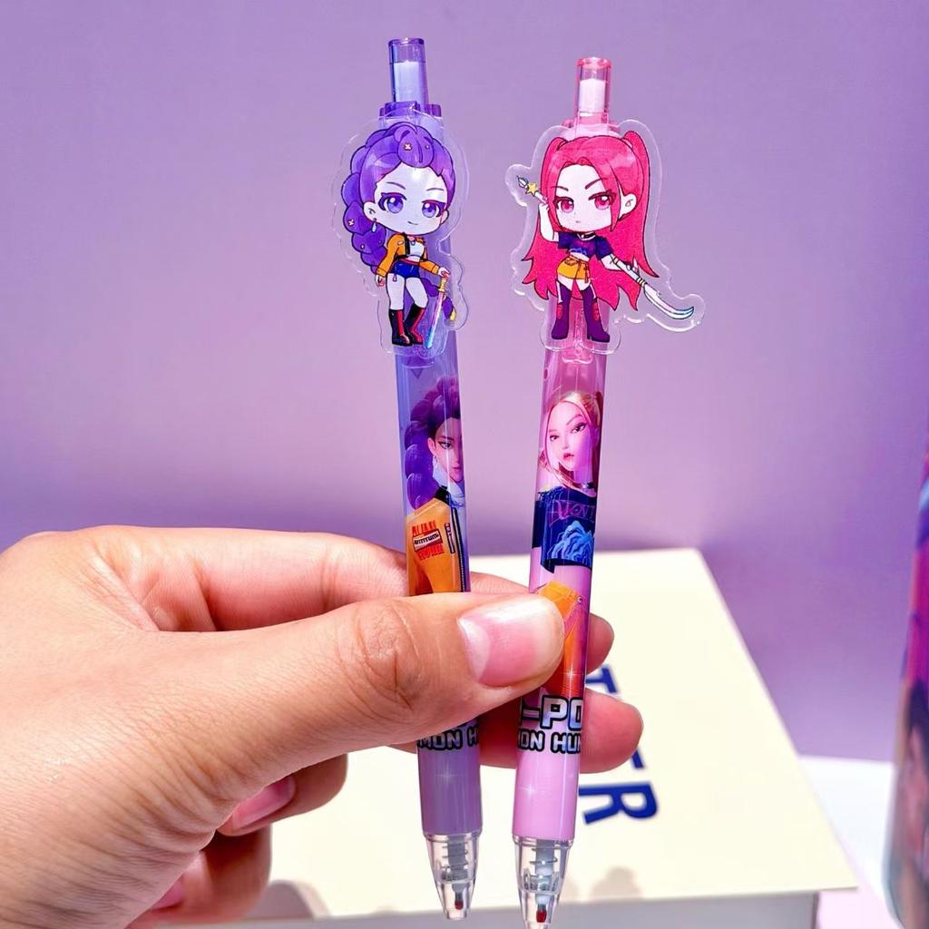 New Kpop Demon Hunter Huntrix Rumi Zoey Anime Character 0.5mm Black Gel Pen Student Writing Pen Suitable for School Office