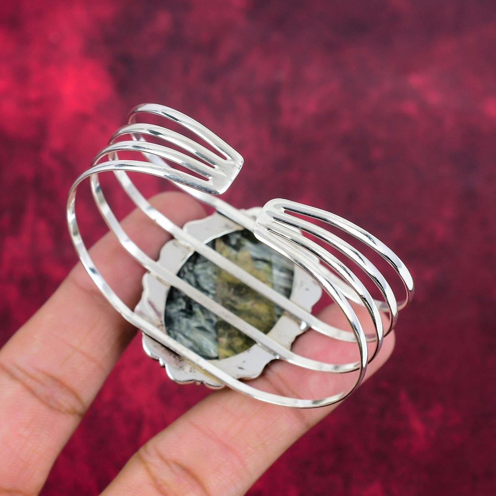 Браслет с серафинитом, 925 пробы, чистое серебро, драгоценные камни, браслет ручной работы, на День благодарения