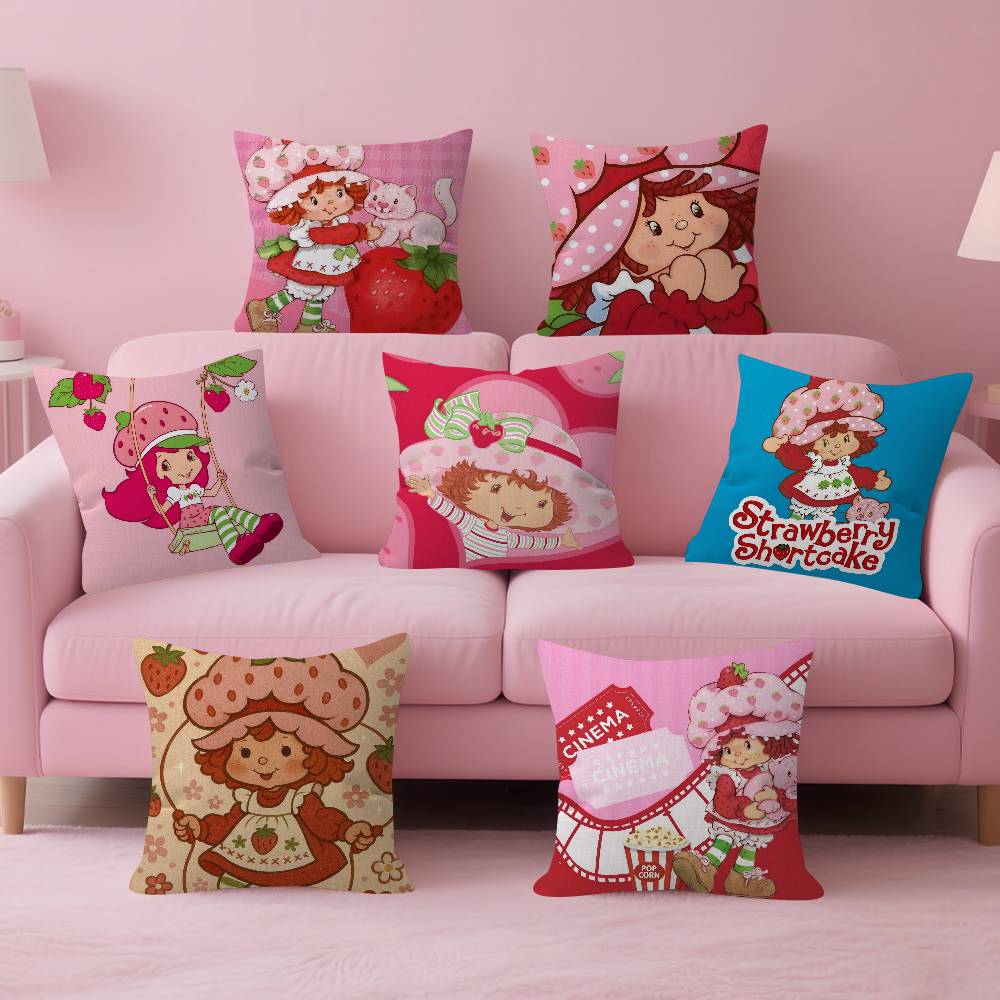 Cute Role Strawberry ShortcakeCartoon Cushion Cover Pillow Cover Decor Pillowcase Printed Cushion Case for Couch