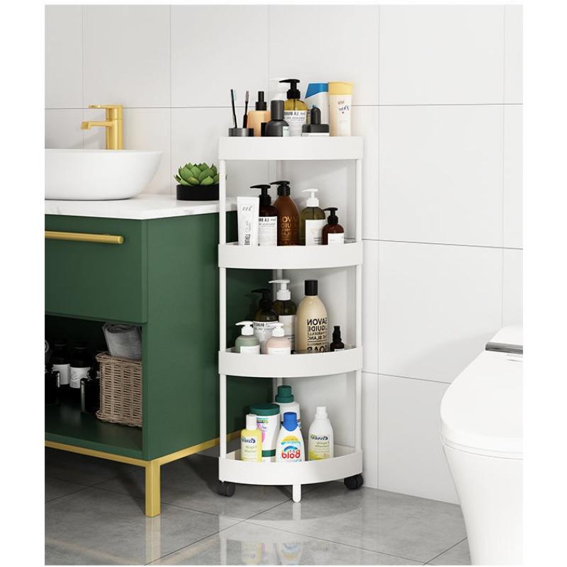Угловая полка для ванной комнаты, треугольная полка для хранения на колесах, независимая двухъярусная тележка для хранения, многофункциональное передвижное хранилище для ванной комнаты
