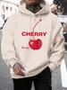Red Cherry Berries Fruit Pattern Men Hoodies Hip Hop Pocket Hoody Street Autumn Sportswears Fleece All-Match Man Clothes