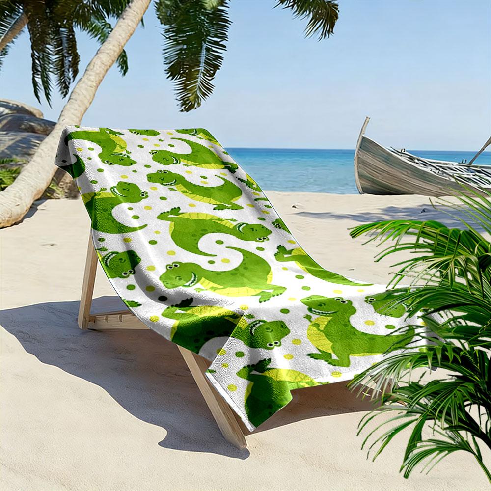 Cartoon Green Dinosaur Pattern A must-have beach towel for beach travel