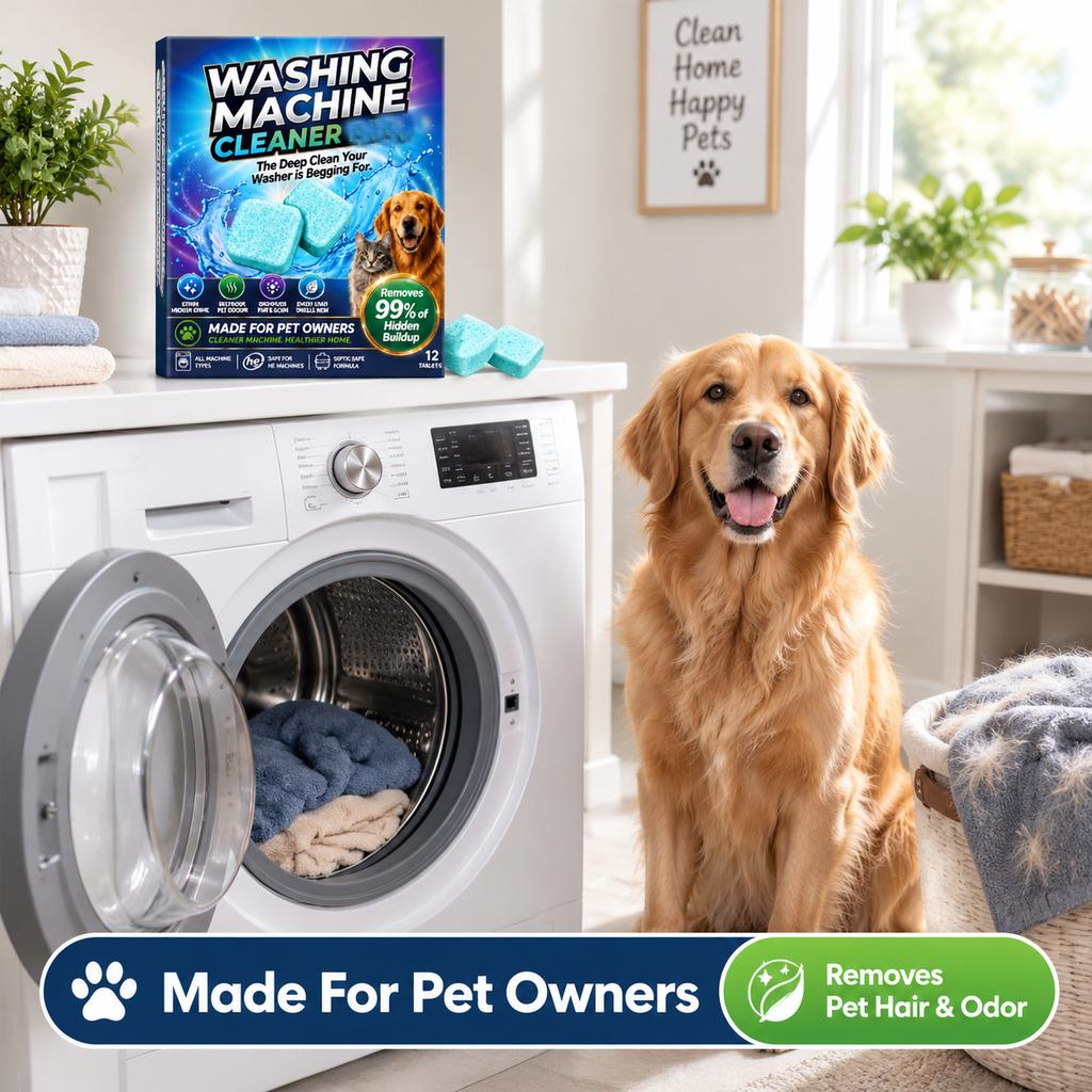 Washing Machine Cleaner Tablets For Pet Owners Removes Pet Hair Odor Fur Deep Cleaning Descaler Safe Eliminates Smells