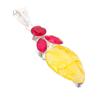 Yellow Aventurine, Ruby Gemstone 925 Sterling Silver Jewelry Pendant 2.76" AH-5205