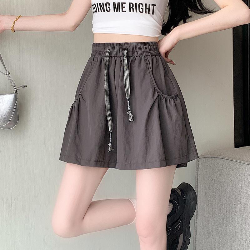 2025 Sweet Korean High-Waisted Quick-Dry Ruffle Pants with Pockets