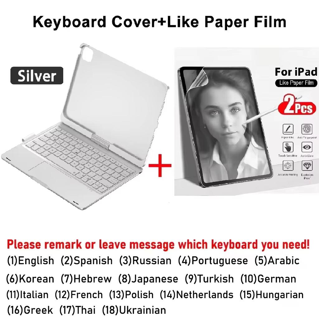 Чехол-клавиатура Magic Keyboard для iPad Air 11 13 M2 M3 M4, Pro 11 12.9 13, iPad A16 2025/iPad Air 10-го поколения 4 5 Клавиатура с подсветкой