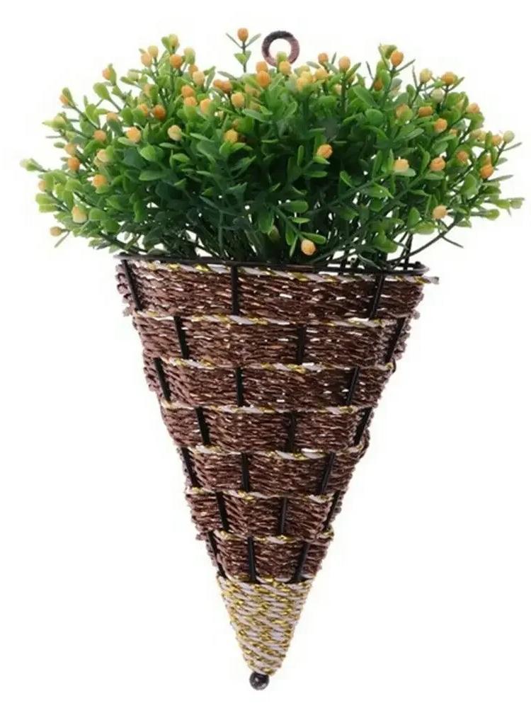 Натуральный ротанг настенный горшок подвесной цветочный горшок вешалка садовое настенное украшение кашпо для комнатных растений