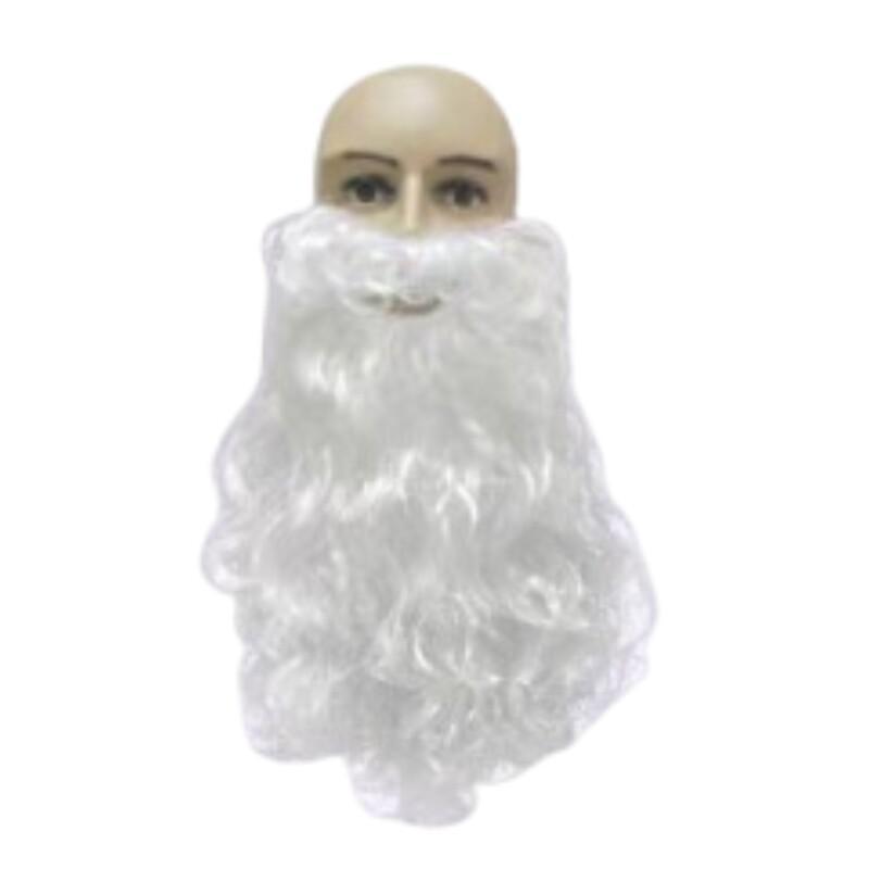 Santa Claus Cosplay Wig and Beard Accessories Halloween White Fluffy Curly Hair Wig and Red Xmas Hat Party Decor Family Shooting