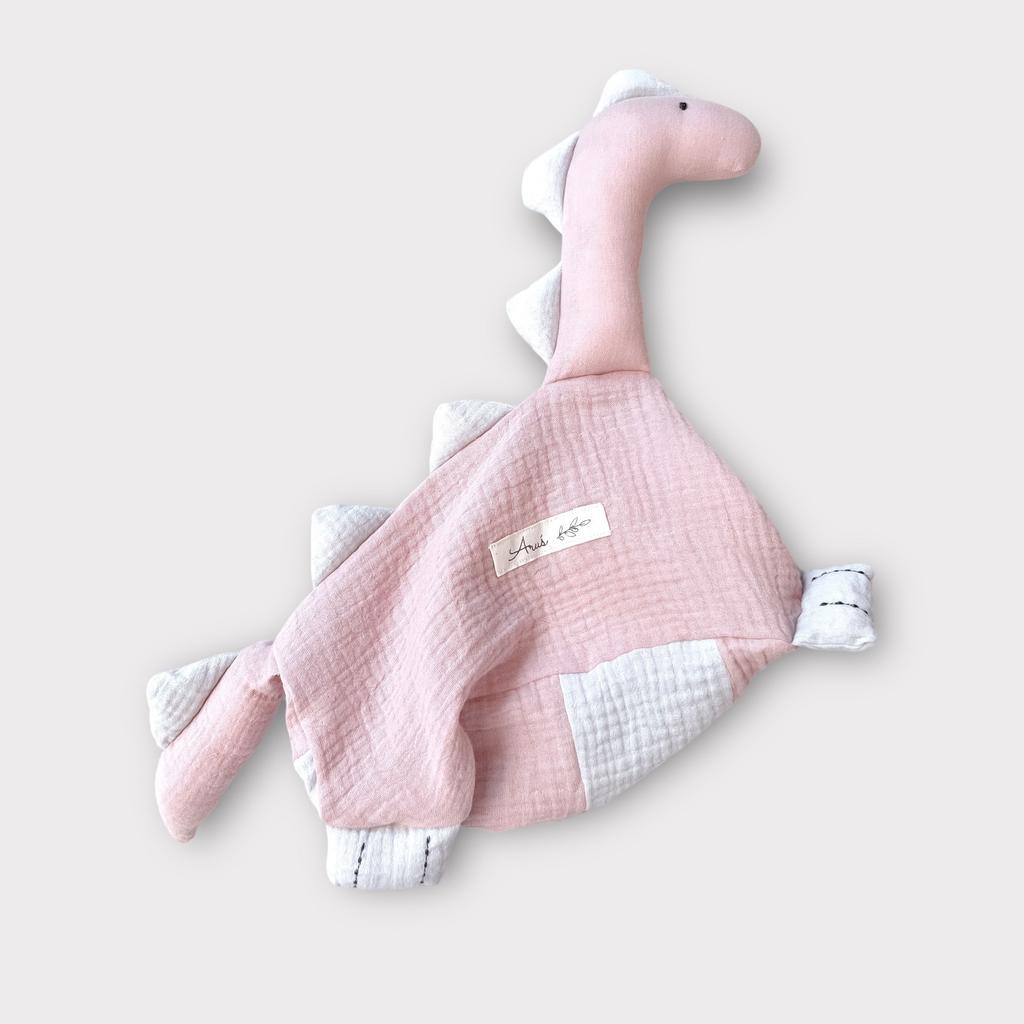 HANDMADE DINUŚ MUSLIN CUDDLY TOY (powder pink + lunar)