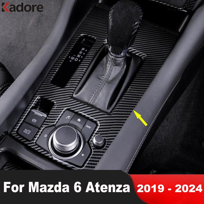 For Mazda 6 Atenza 2024 Carbon Car Center Console Gear Shift Box Panel Cover Trim Interior Accessories