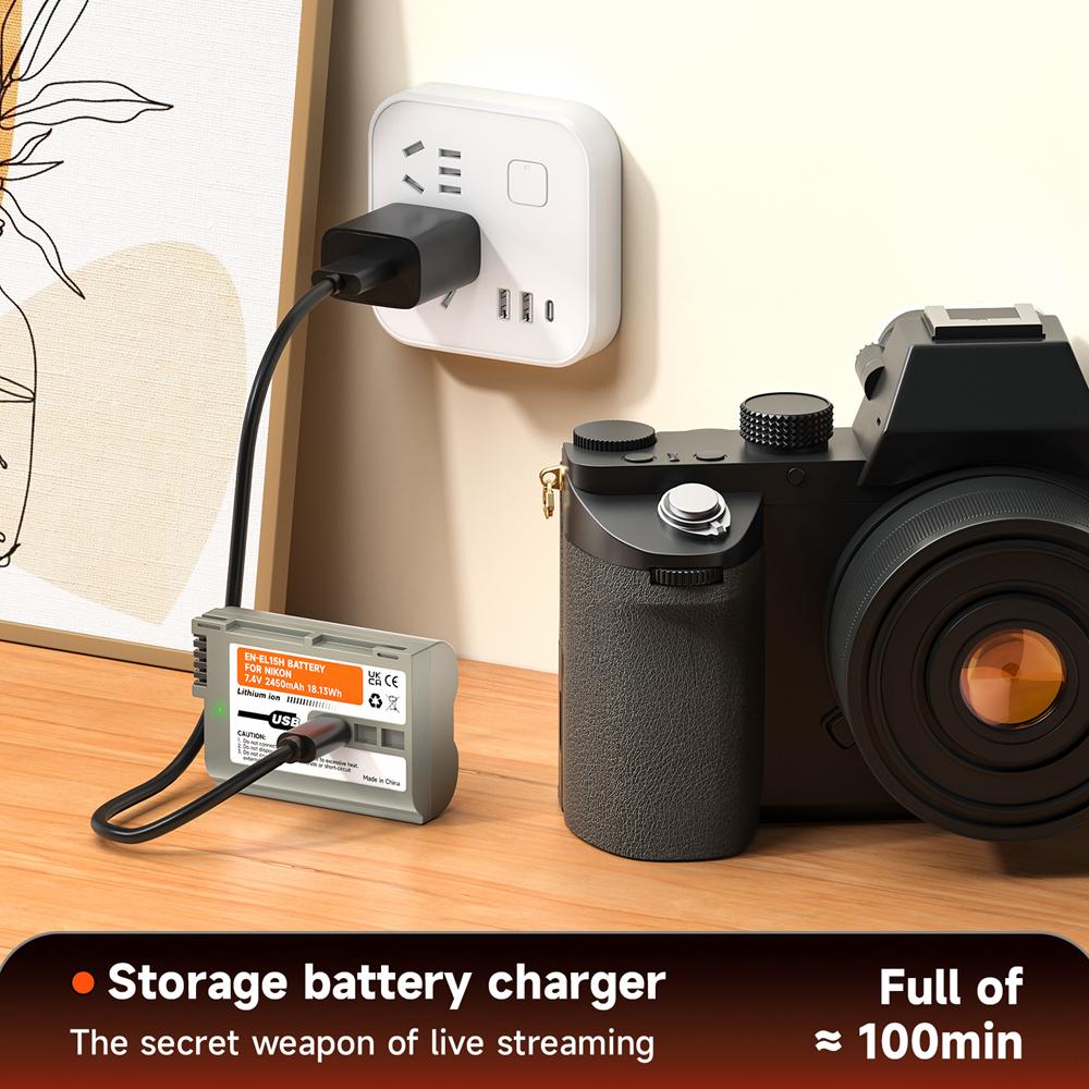 2450 мАч EN EL15 EN-EL15 для камеры Nikon, аккумулятор en el15 USB EN-EL15B, аккумулятор для Nikon D500 D610 D750 D7000 D7200 D7500 D600 Z5