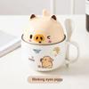 350 мл Кружка Kawaii Shiba Inu Милая мультяшная керамическая кружка с крышкой и ложкой Кружки для кофе, молока, чая, чашки для завтрака, посуда для напитков Подарки