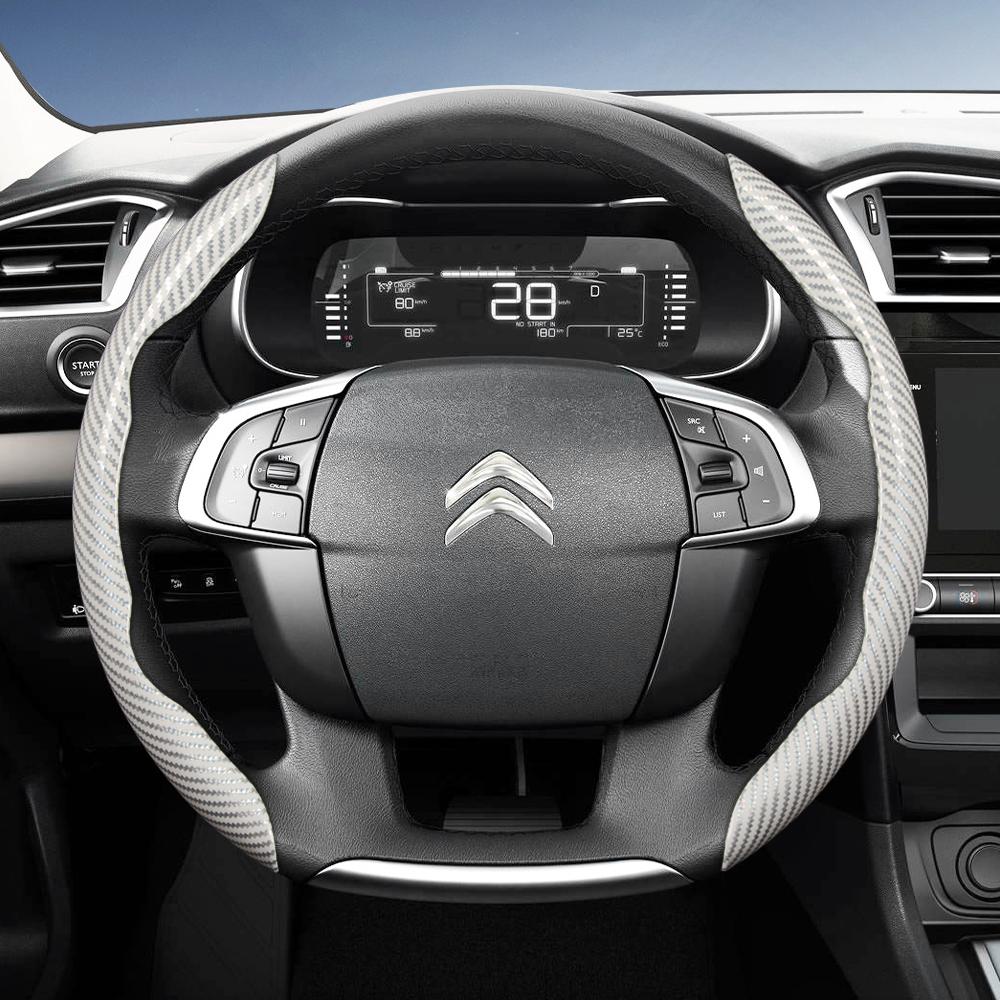 Подходит для Citroen Рулевое колесо с текстурой под карбон, Сегментированный дизайн с быстрой фиксацией, Прочные черные аксессуары для моделей, таких как C3, C