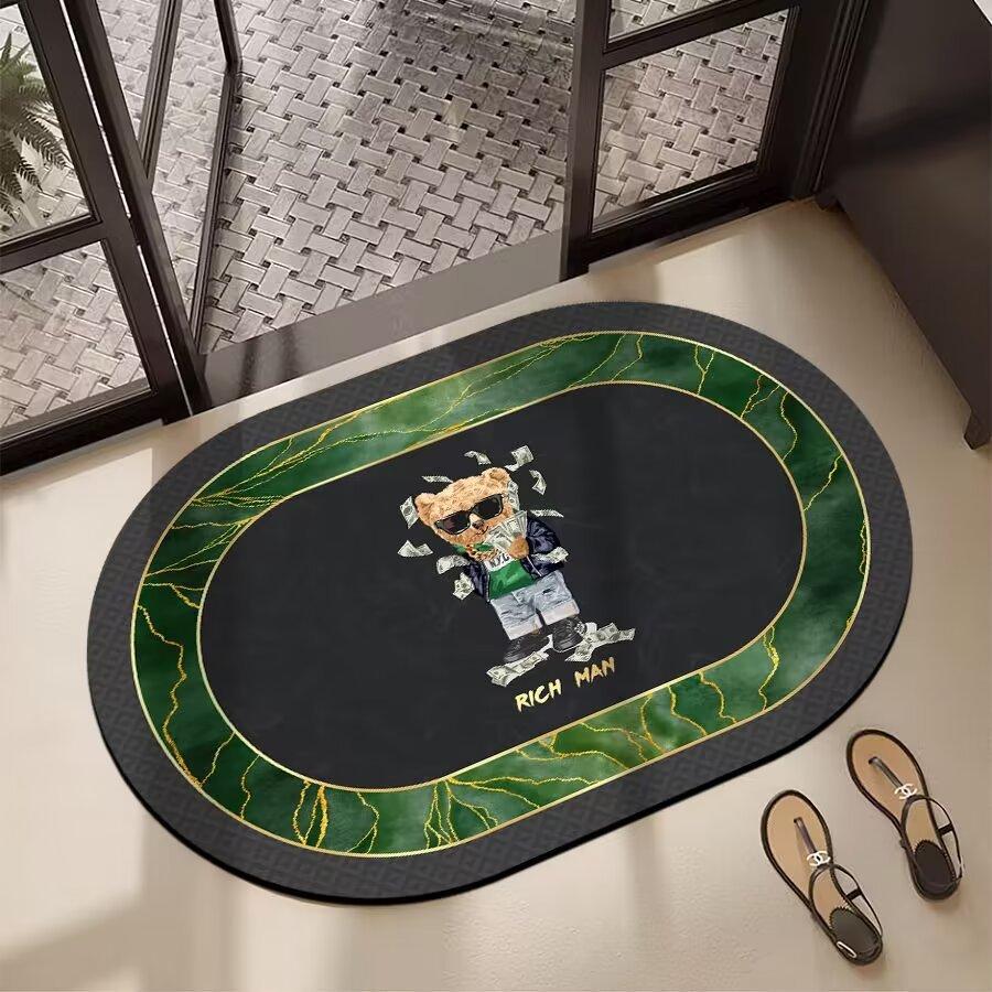 Коврик для ванной комнаты овальный, влагопоглощающий и грязеотталкивающий, коврик для ног в ванной комнате, мягкий противоскользящий коврик для ног с диатомовой грязью