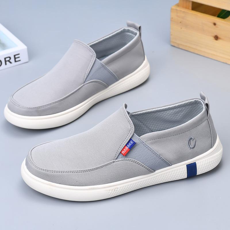 Мужская обувь из ткани, весенние и летние туфли с одной педалью, дышащие, прогулочные, ленивые, повседневные туфли с мягкой подошвой, удобные и легкие, мужская парусиновая обувь