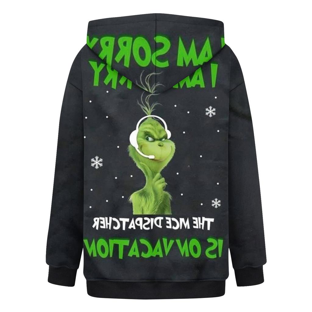 Ladies' Fashionable Long Sleeved Pullover With Christmas Print Hooded Pocket Sweatshirt