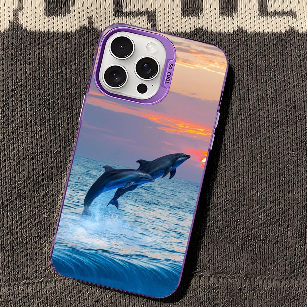 Милый чехол для телефона с дельфином и морскими животными для iPhone 16 15 14 13 12 11 Pro Max X XR XSMAX 8 7 Plus Матовый противоударный задний чехол