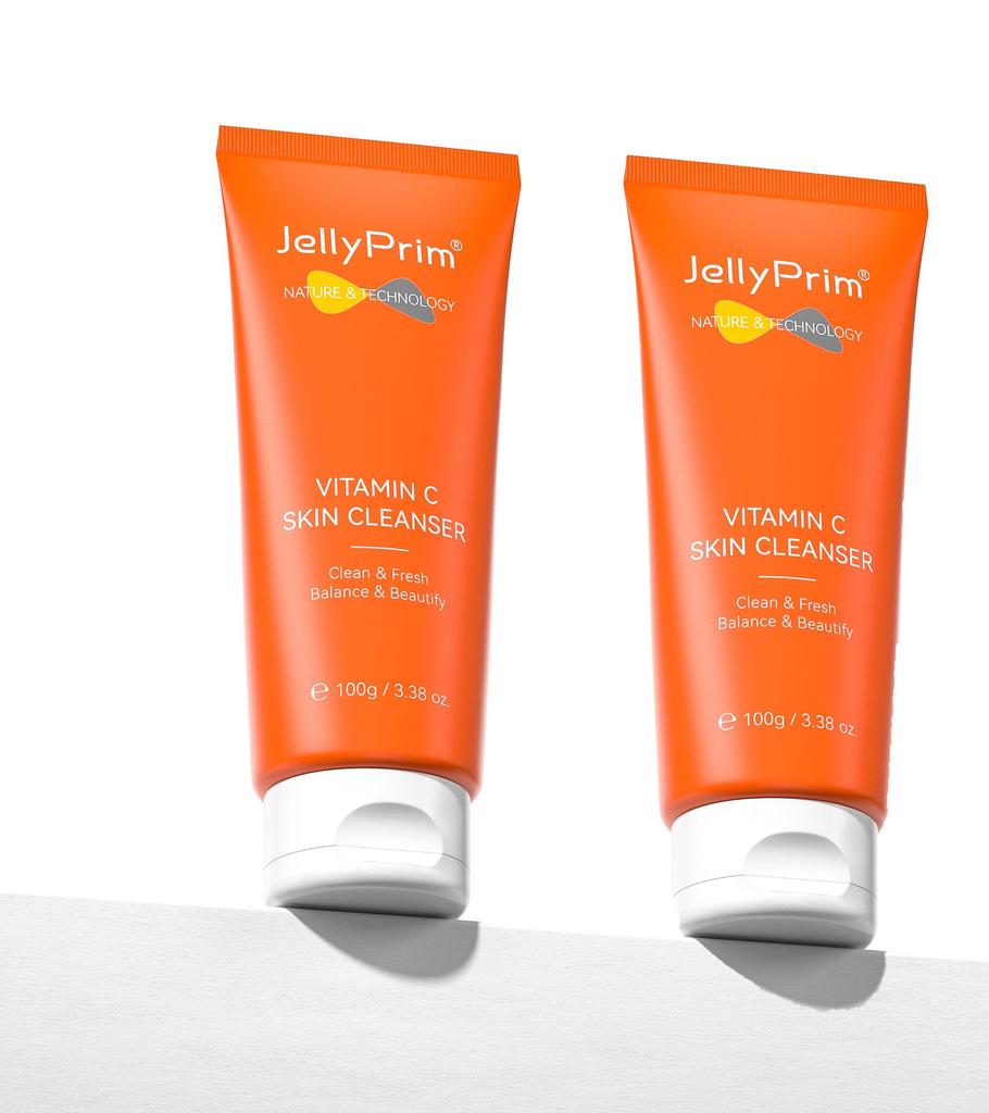 JellyPrim 2 шт. Очищающее средство с витамином С, увлажняющее, осветляющее, подтягивающее, укрепляющее лицо