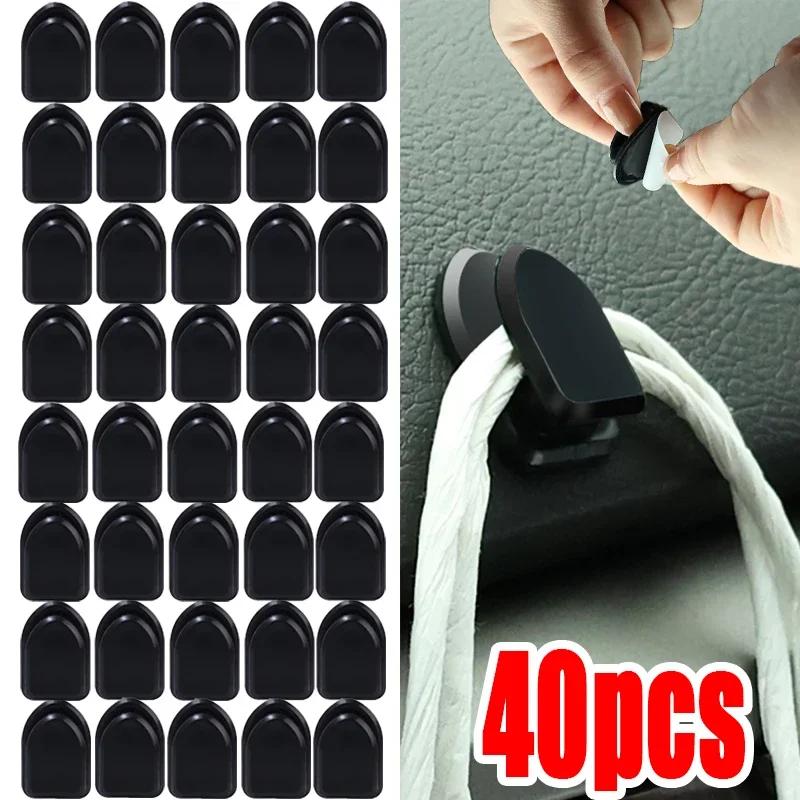 Черные Мини Автомобильные Крючки Пластиковые Самоклеящиеся Невидимые Крючки для Хранения USB-Кабеля Наушников Ключей Сумки Шкафчика Автомобильный Аксессуар