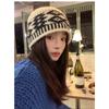 Women S Retro Diamond Knit Beanie Hat For Autumn Winter Warm