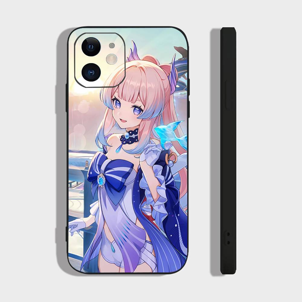 Чехол для телефона Sangonomiya Kokomi Genshin I-Impact Аниме для IPhone 17 Air 16 15 14 13 Pro Max 11 12 Черный Силиконовый Чехол
