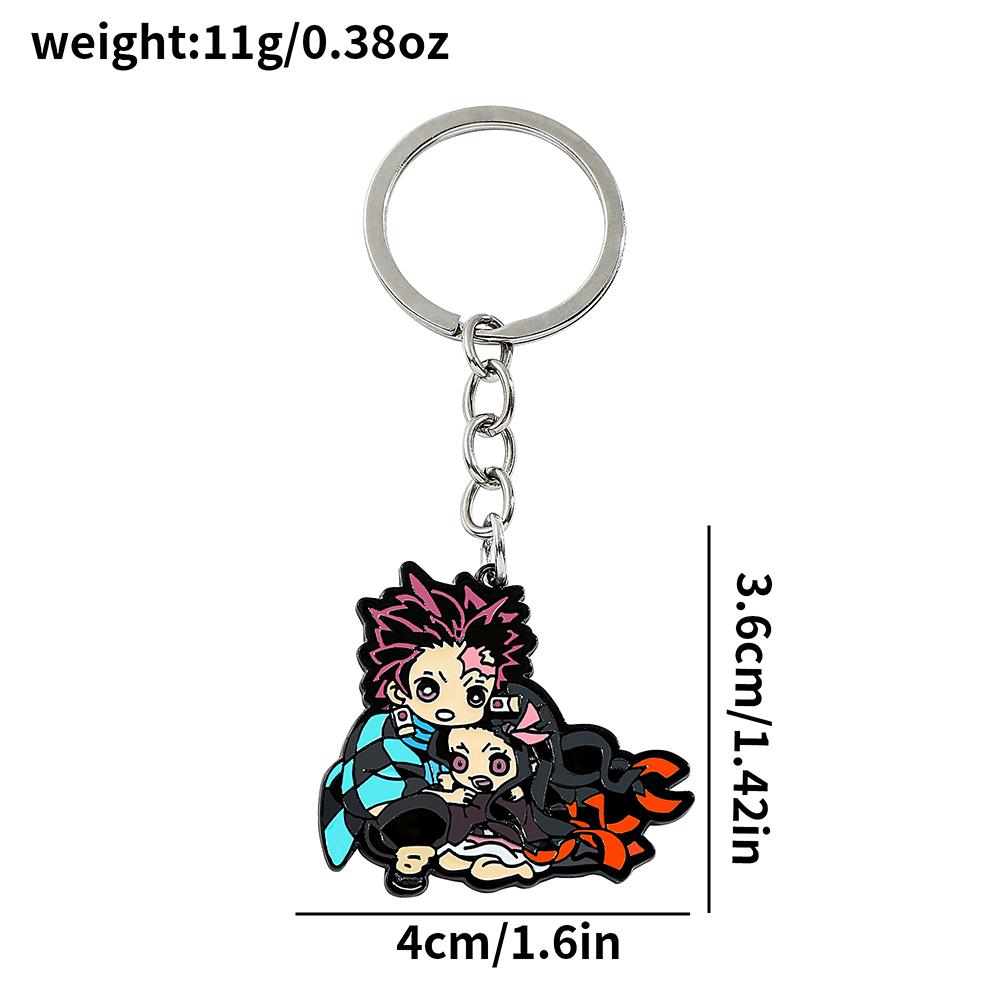 Demon Slayer Metal Keychain Kamado Tanjirou Trendy Fashion Key Ring Versatile Pendant Decor Accessories Gifts
