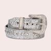 Y2K Women Fashion Solid Print Studded Full Rhinestone Belt Pu Leather Bling Crystal Adjustable Glitter Waistband For Club Party