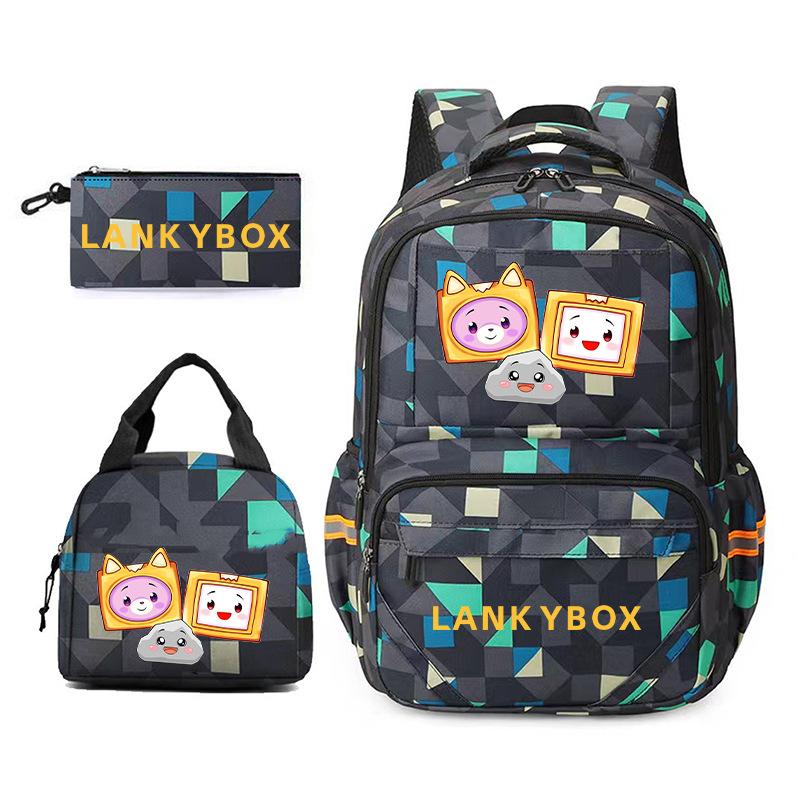 Lankybox Школьная сумка большой вместимости для девочек, молодежная, с принтом, набор из трех предметов