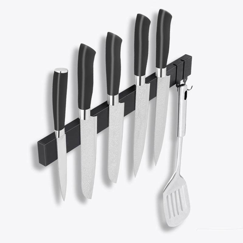 Многоразмерный черный магнитный держатель для ножей из нержавеющей стали 304, не прокалывающий настенный держатель для ножей, подставка для хранения на магните