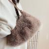 Furry Bag Women's 2025 Autumn and Winter New Fashion Simple Furry Shoulder Bag Texture Women's Portable Tote Bag